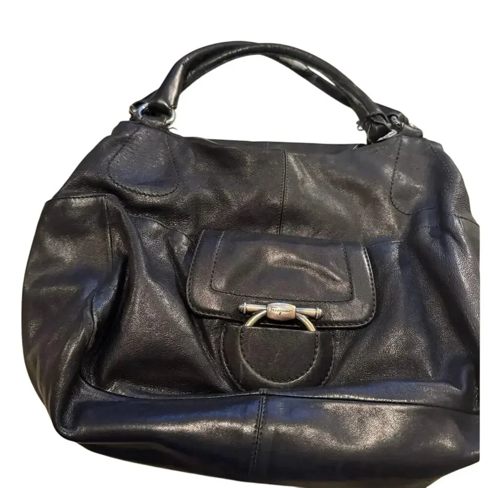 SALVATORE FERRAGAMO Sofia Leather Hobo Bag with Original Handware, Authentic